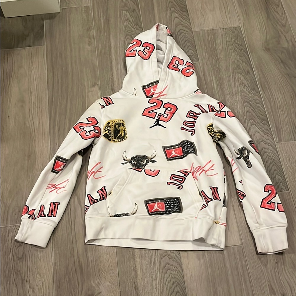 Jordan Boys Red and White Hoodie Size: S